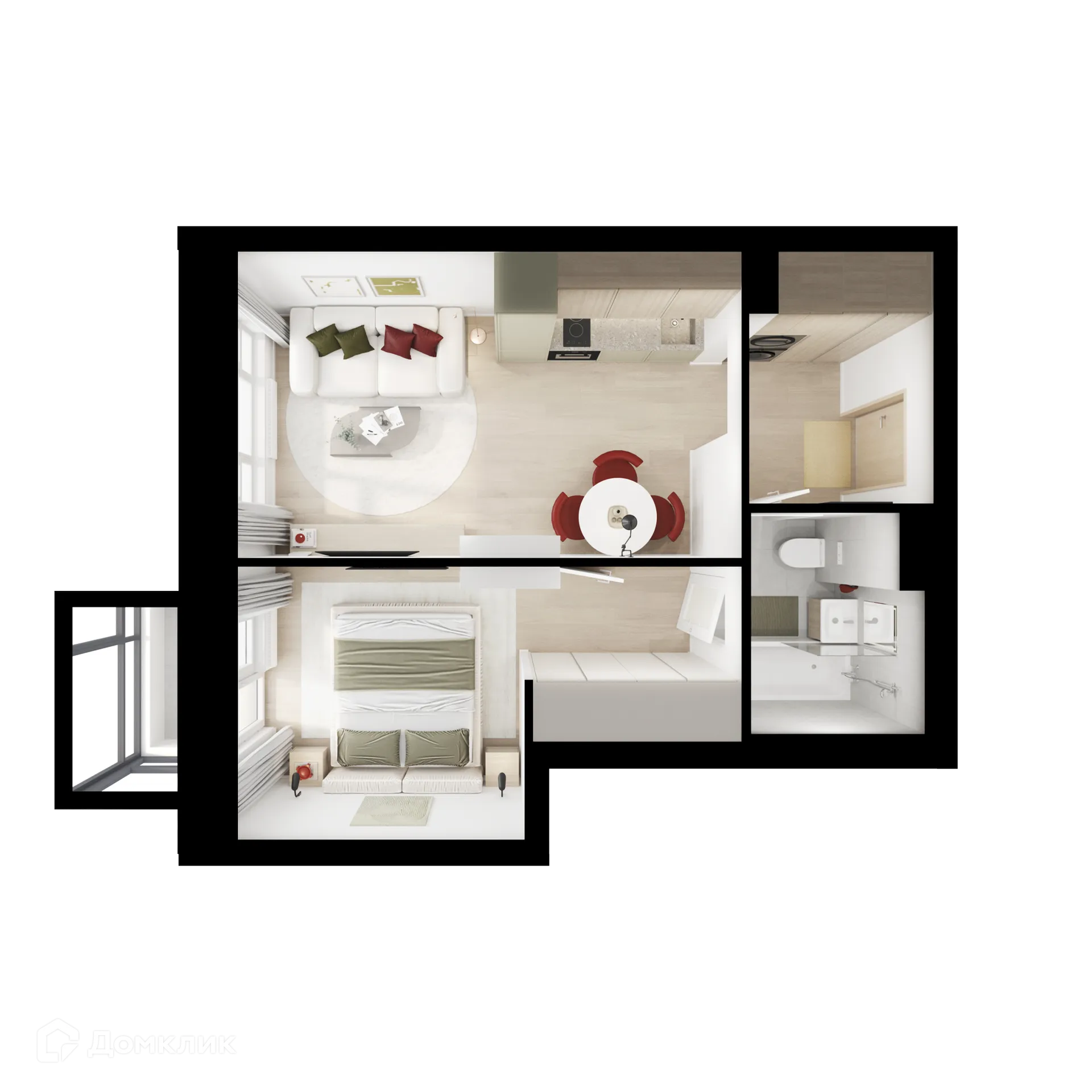 Планировка 1-комнатной квартиры 35.9 м² в «Нарвин», г. Москва — фото 2