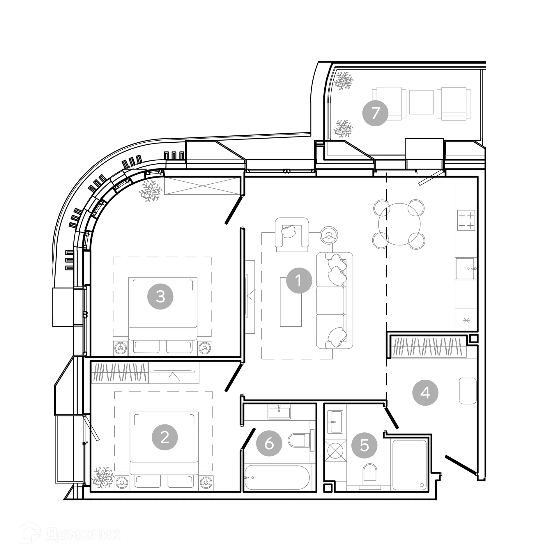 Планировка 3-комнатной квартиры 80.8 м² в ЖК UNO Соколиная гора, г. Москва — фото 2
