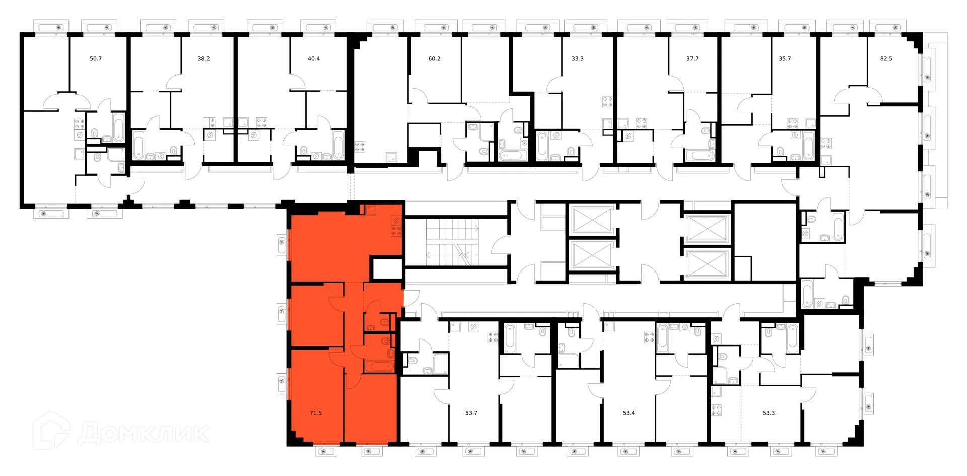 Планировка 3-комнатной квартиры 71.5 м² в ЖК Амурский парк, г. Москва — фото 2