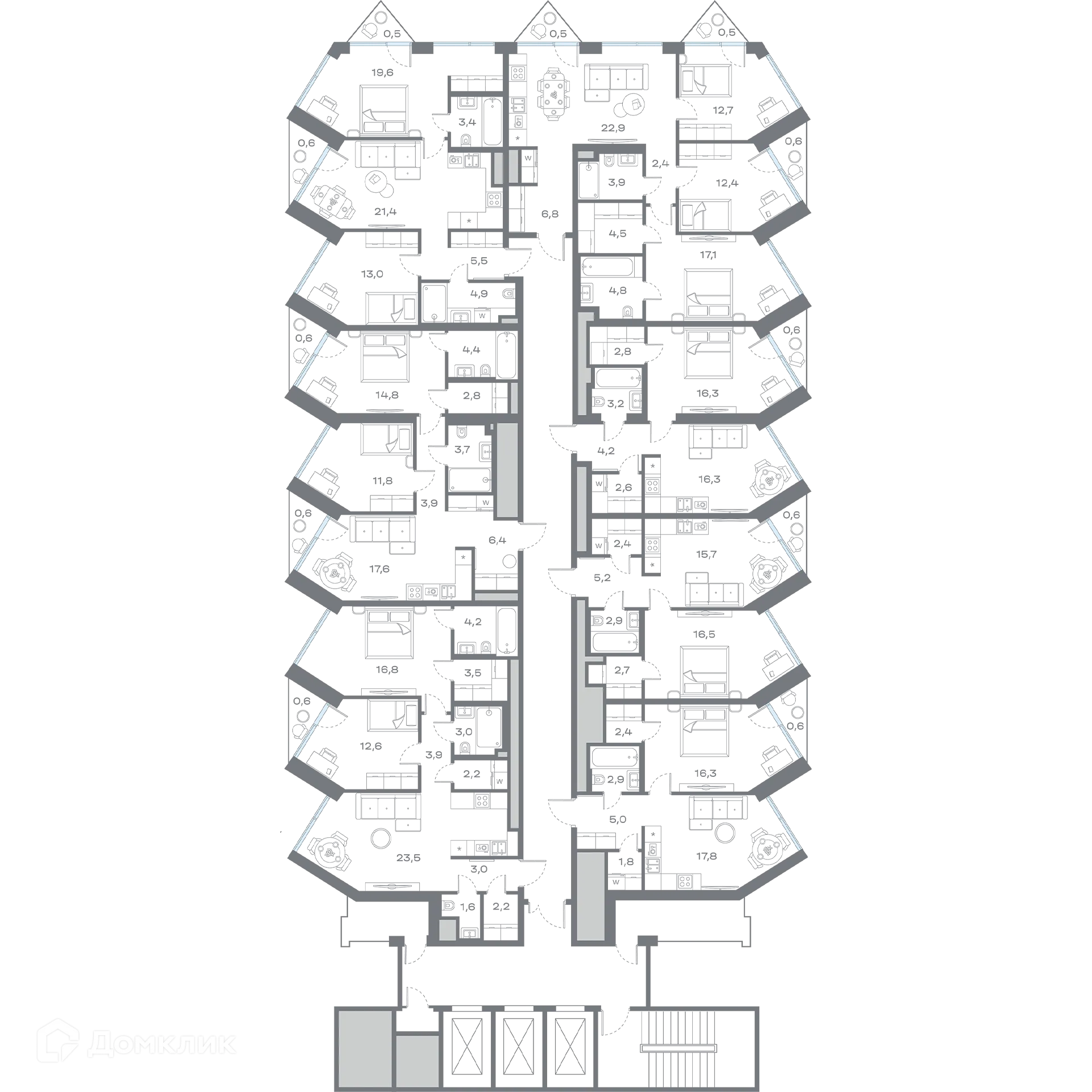 Планировка 1-комнатной квартиры 45.98 м² в ЖК Дом Горизонтов, г. Москва — фото 2