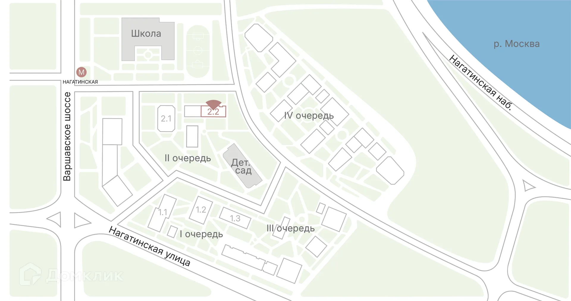 Планировка 2-комнатной квартиры 62.1 м² в ЖК «1-й Нагатинский», г. Москва — фото 2