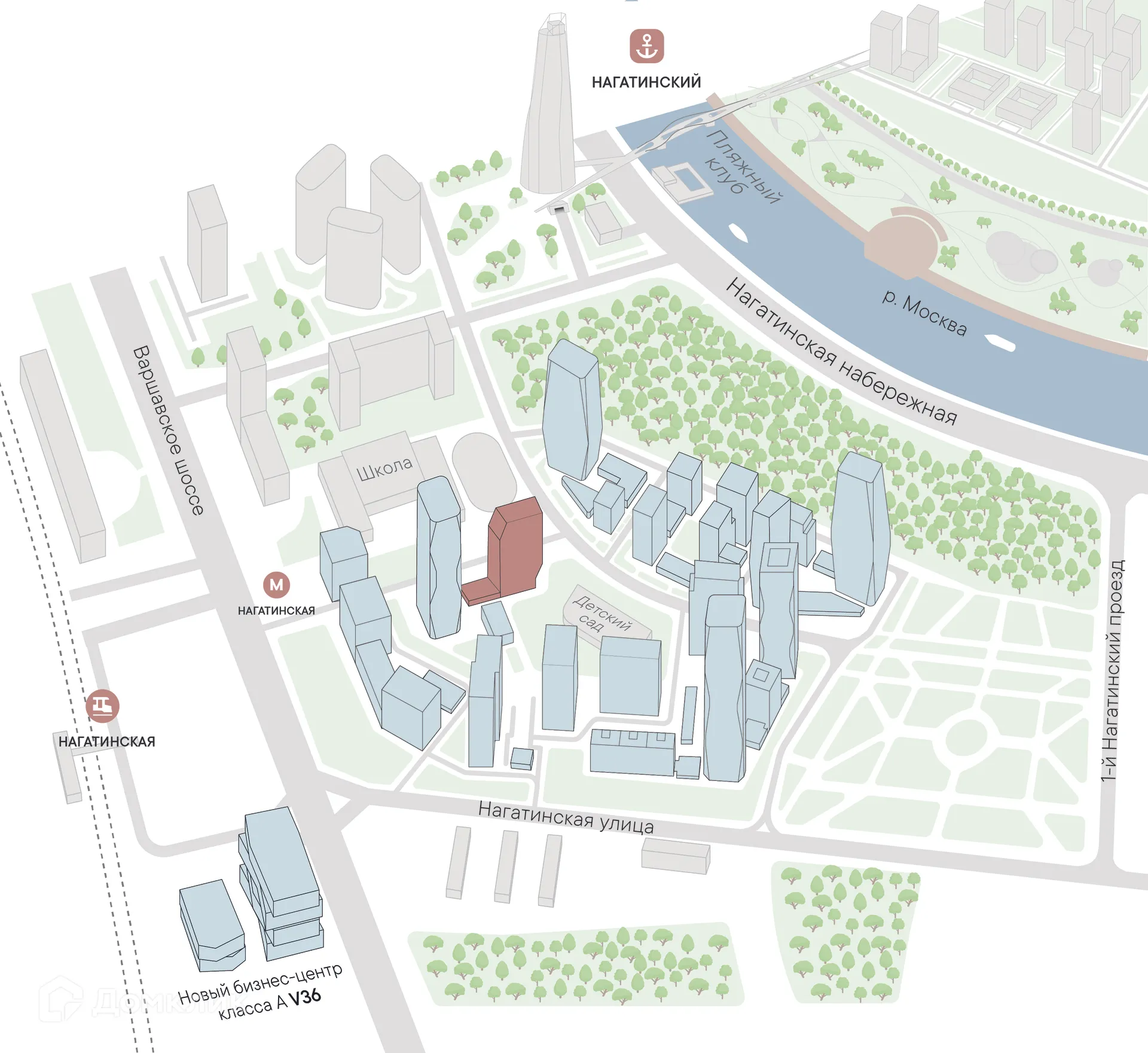 Планировка 2-комнатной квартиры 62.1 м² в ЖК «1-й Нагатинский», г. Москва — фото 3