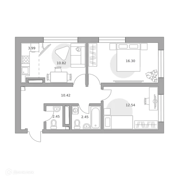 Планировка 3 комн. в ЖК Тринити