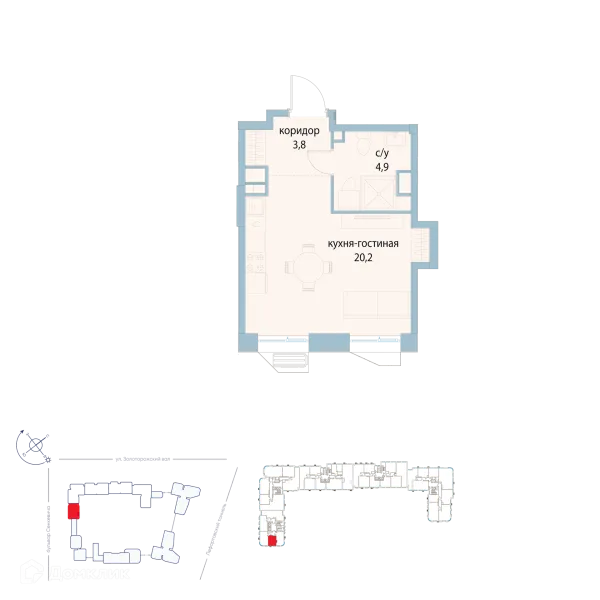 Планировка Студия в ЖК "Символ"