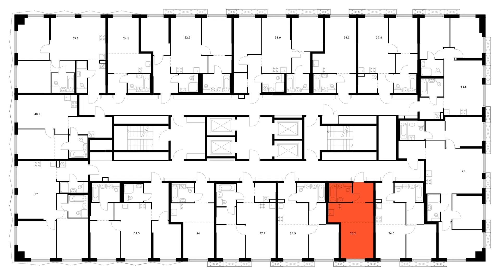 Планировка студии квартиры 25.2 м² в ЖК Плеханова 11, г. Москва — фото 3