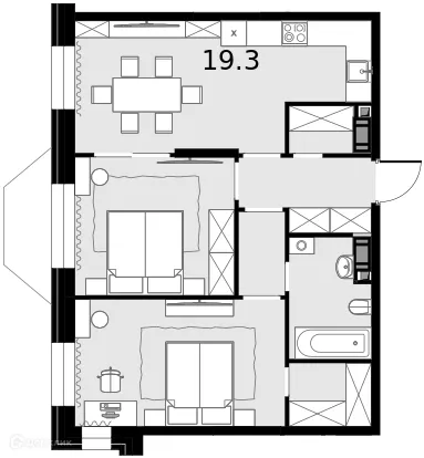 Планировка 2 комн. в ЖК Театральный квартал