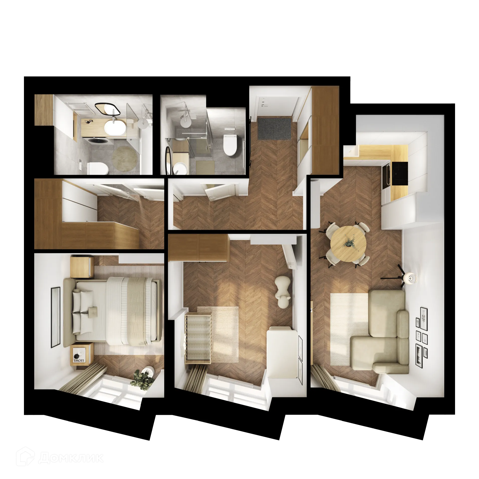 Планировка 2-комнатной квартиры 56.2 м² в ЖК Кронштадтский 9, г. Москва — фото 2