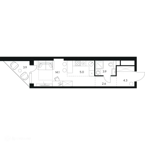 Планировка Студия в Нексус от Аквилон