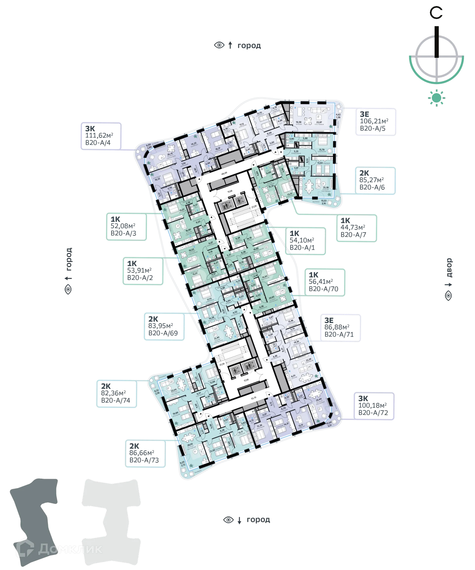 Планировка 2-комнатной квартиры 83.95 м² в СберСити - квартал В20, г. Москва — фото 2