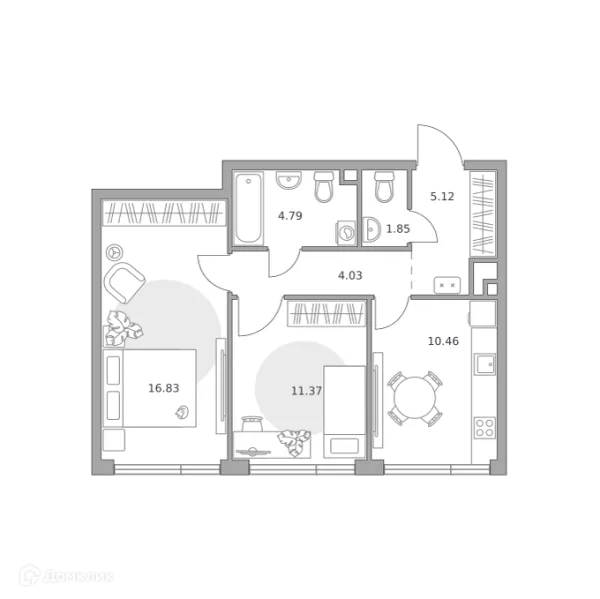 Планировка 2 комн. в «Нижегородская от Гранель»