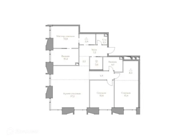 Планировка 3 комн. в ЖК «Luzhniki Collection (Коллекция Лужники)»