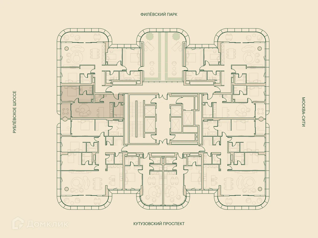 Планировка 2-комнатной квартиры 68.3 м² в ЖК Springs Спрингс, г. Москва — фото 3