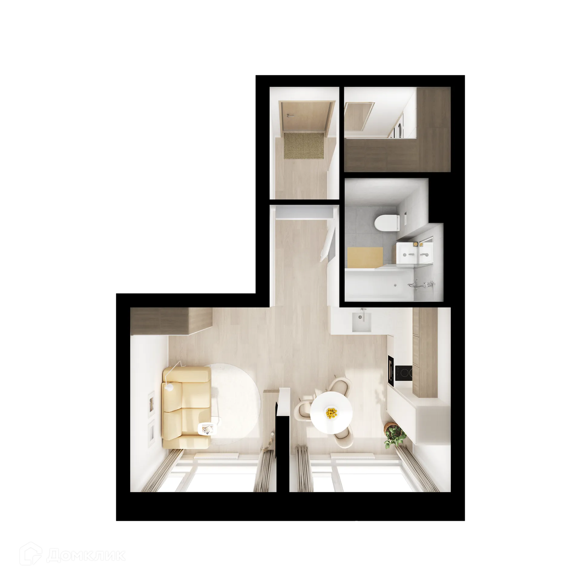 Планировка студии квартиры 29.1 м² в «Алтуфьевское 53», г. Москва — фото 2