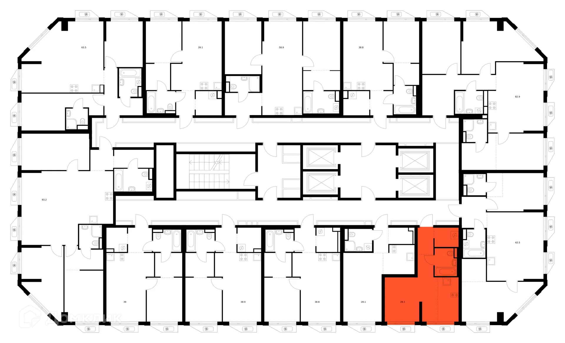 Планировка студии квартиры 29.1 м² в «Алтуфьевское 53», г. Москва — фото 3