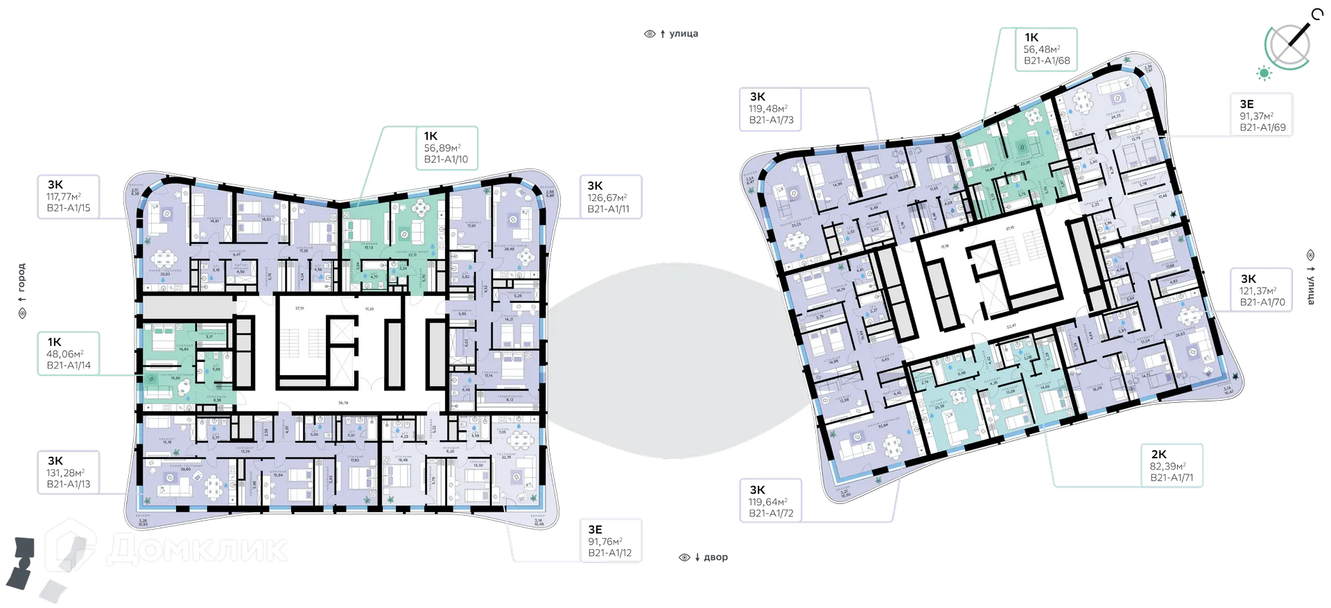 Планировка 3-комнатной квартиры 117.77 м² в СберСити - квартал В21, г. Москва — фото 2