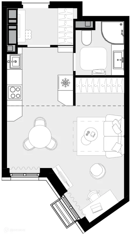 Планировка 1 комн. в ЖК "Новая Звезда-2"