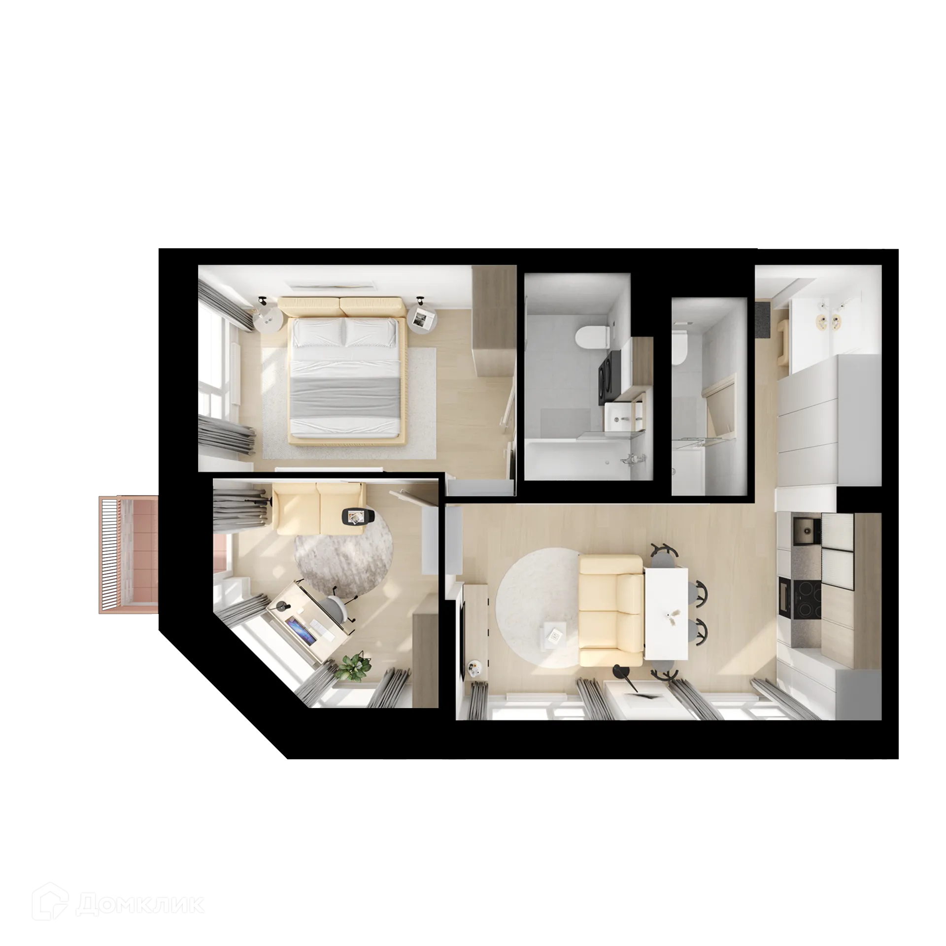 Планировка 2-комнатной квартиры 50.8 м² в ЖК Кавказский бульвар 51, г. Москва — фото 2