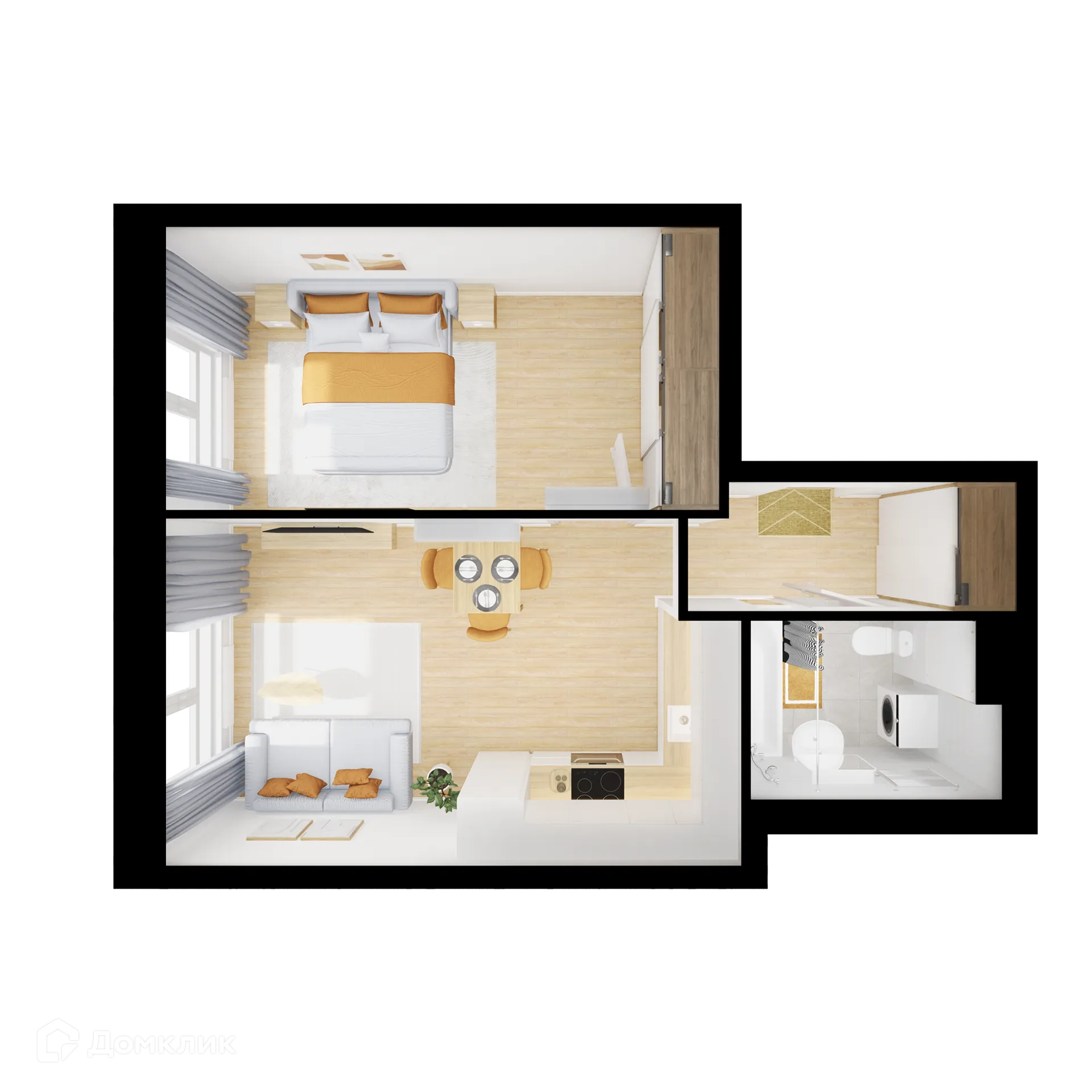 Планировка 1-комнатной квартиры 40.6 м² в ЖК Волжский парк, г. Москва — фото 2