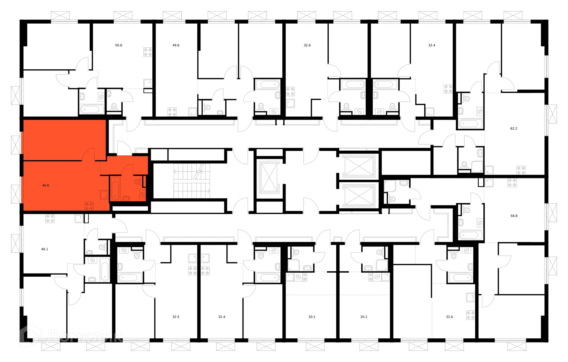 Планировка 1-комнатной квартиры 40.6 м² в ЖК Волжский парк, г. Москва — фото 3