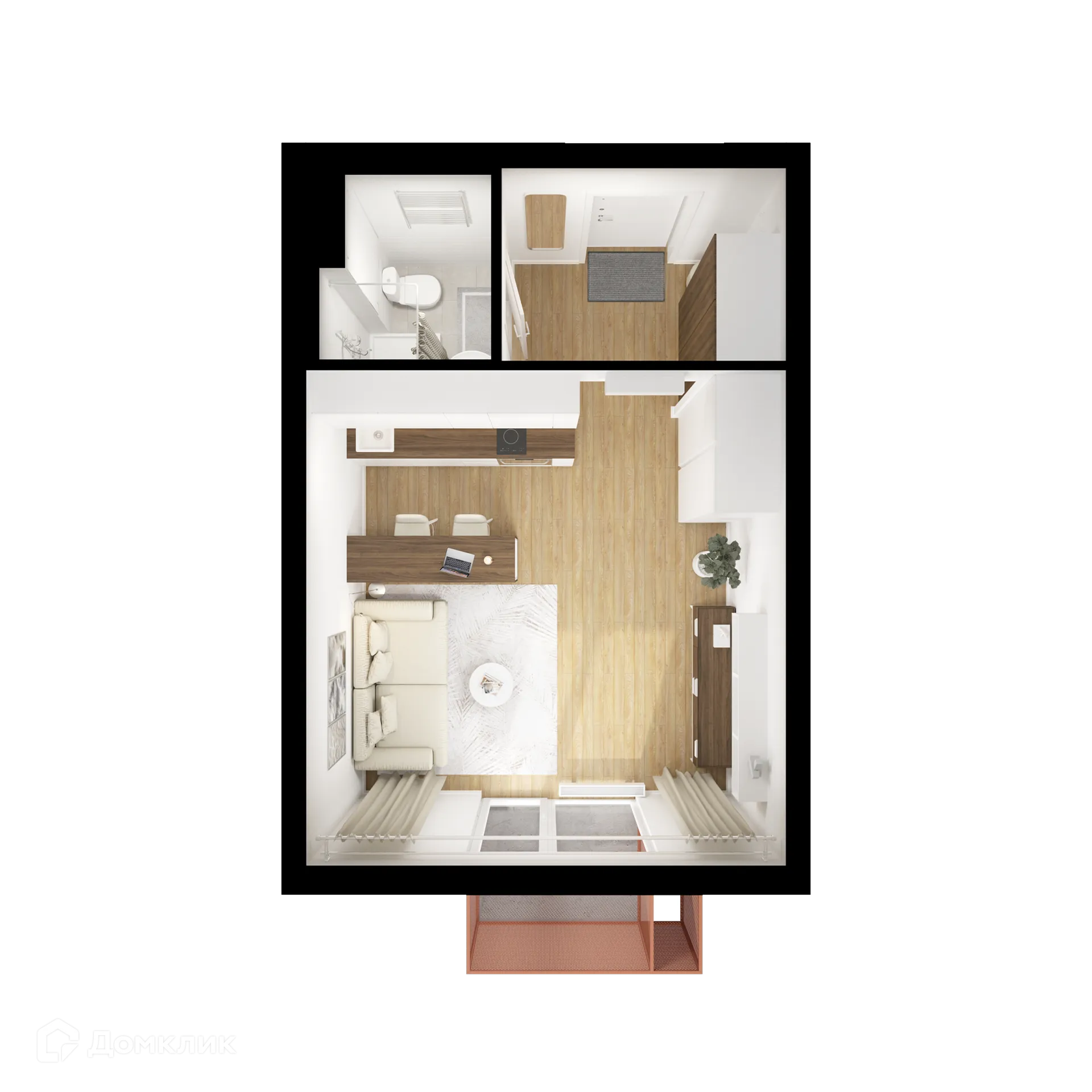 Планировка студии квартиры 26.3 м² в ЖК Никольские луга, г. Москва — фото 2