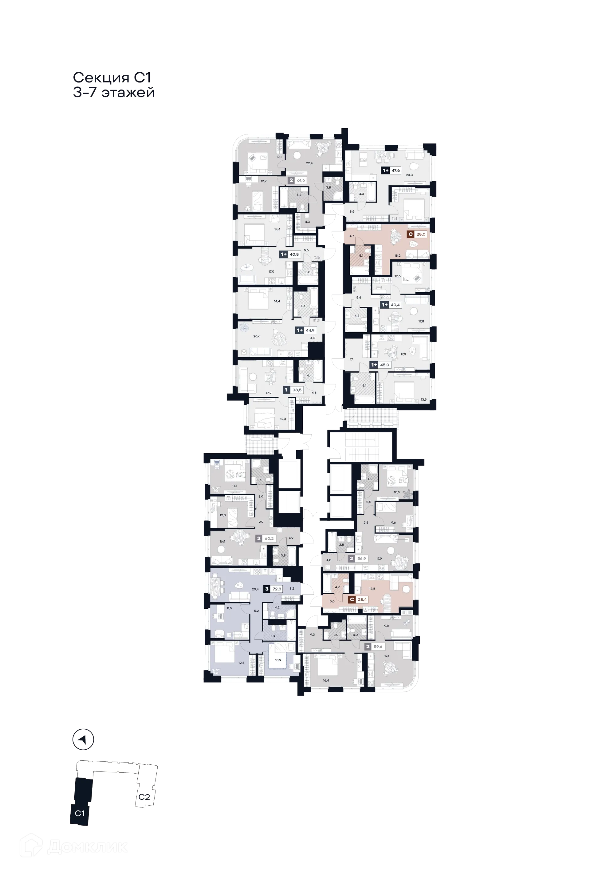 Планировка 1-комнатной квартиры 38.5 м² в ЮТУ, г. Москва — фото 2