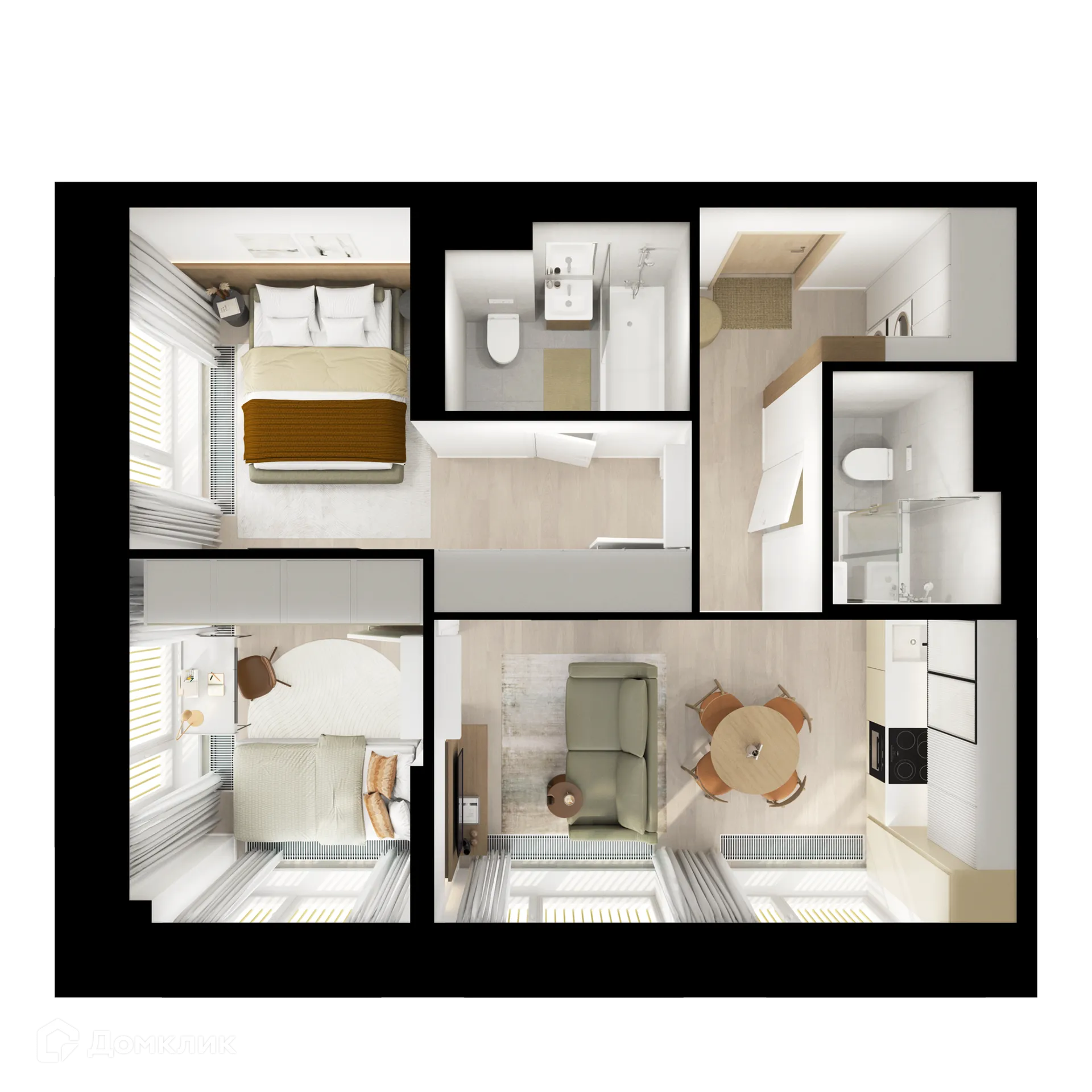 Планировка 2-комнатной квартиры 49.8 м² в «Нарвин», г. Москва — фото 2