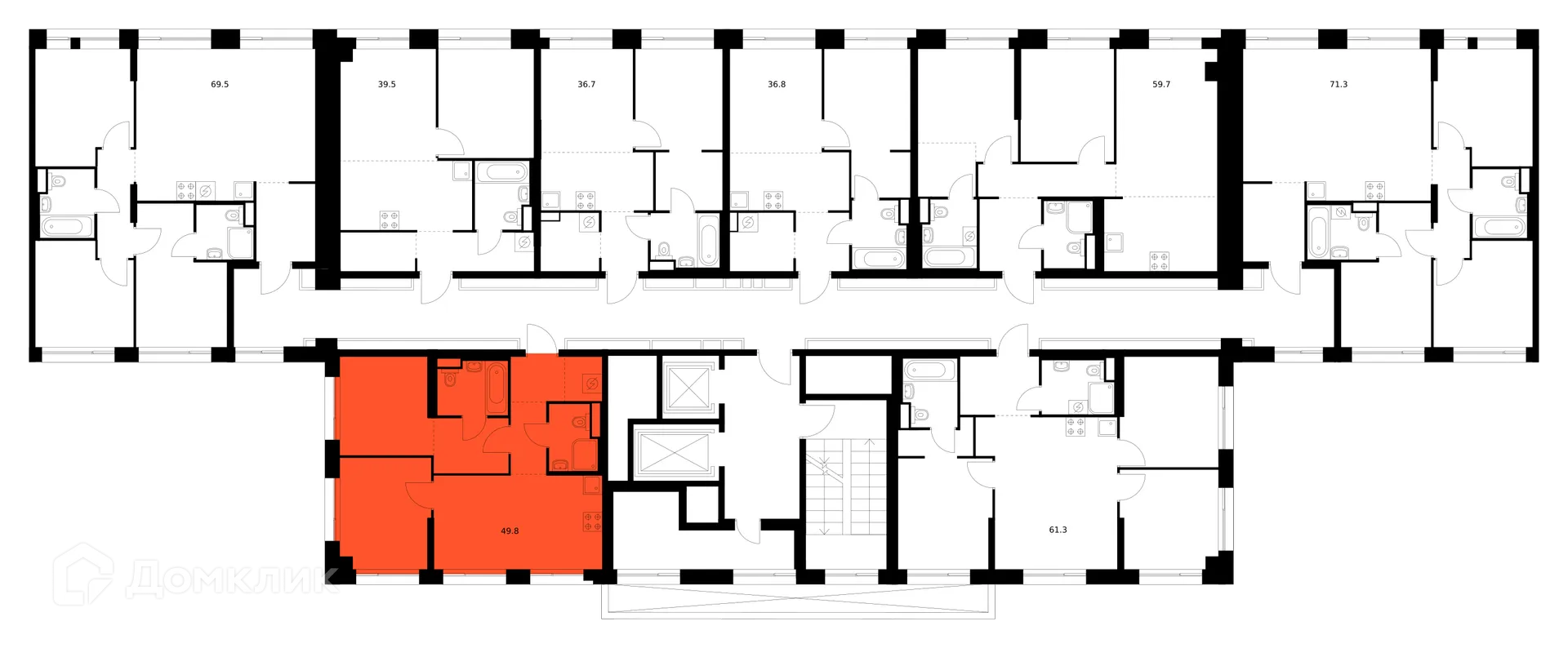 Планировка 2-комнатной квартиры 49.8 м² в «Нарвин», г. Москва — фото 3