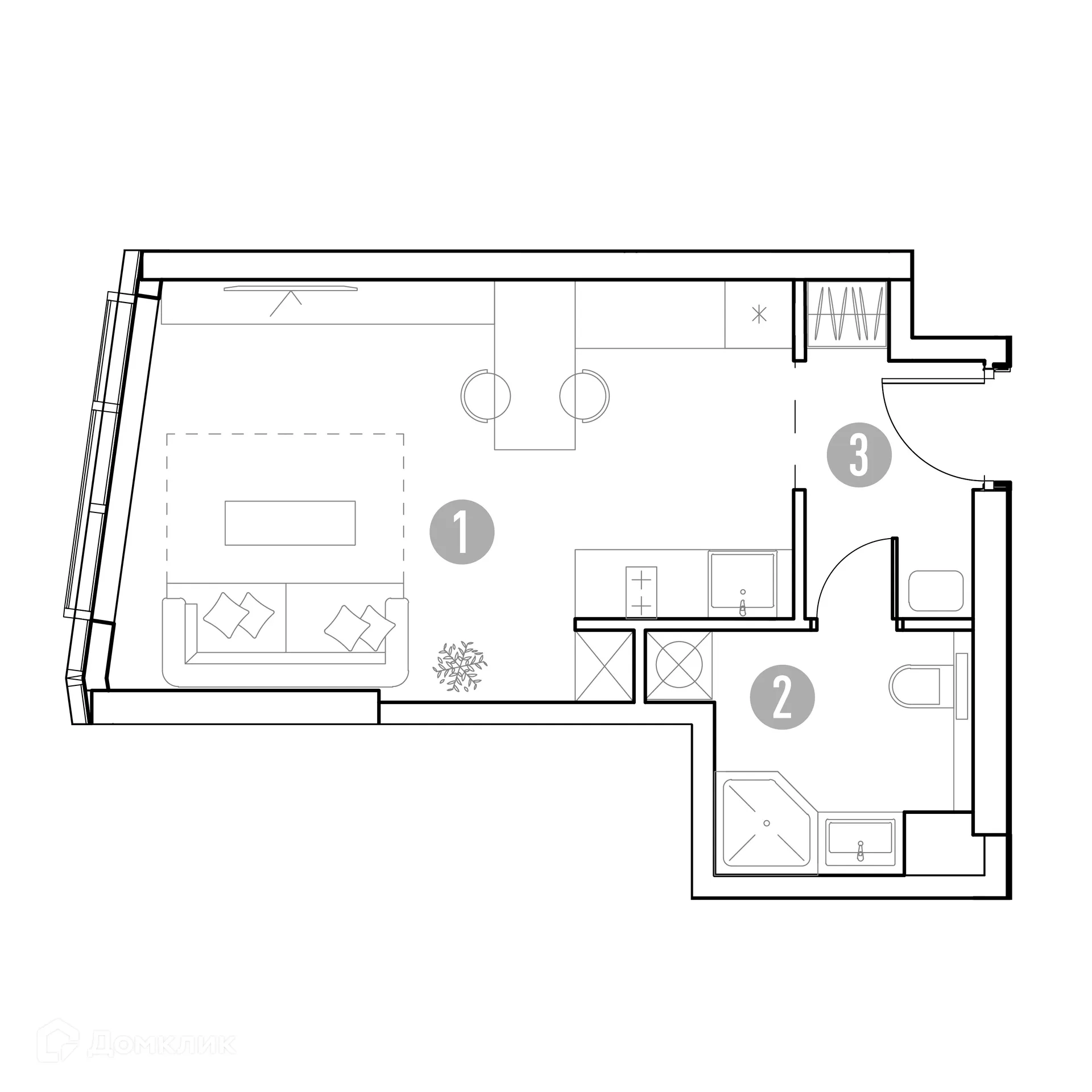 Планировка 1-комнатной квартиры 28.7 м² в УНО.Горбунова, г. Москва — фото 2
