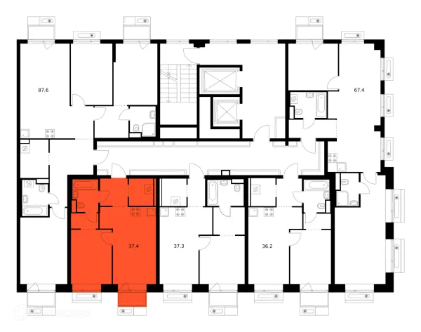 Планировка 1 комн. в ЖК Амурский парк
