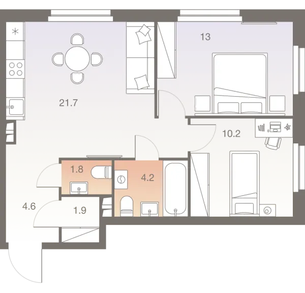 Планировка 3 комн. в ЖК Twelve  (Твелв )