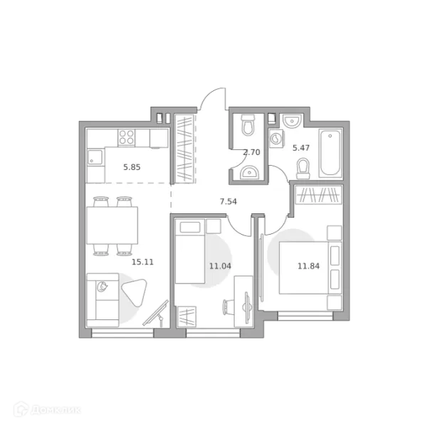 Планировка 3 комн. в ЖК BeLuck Коломенское (БеЛук Коломенское)