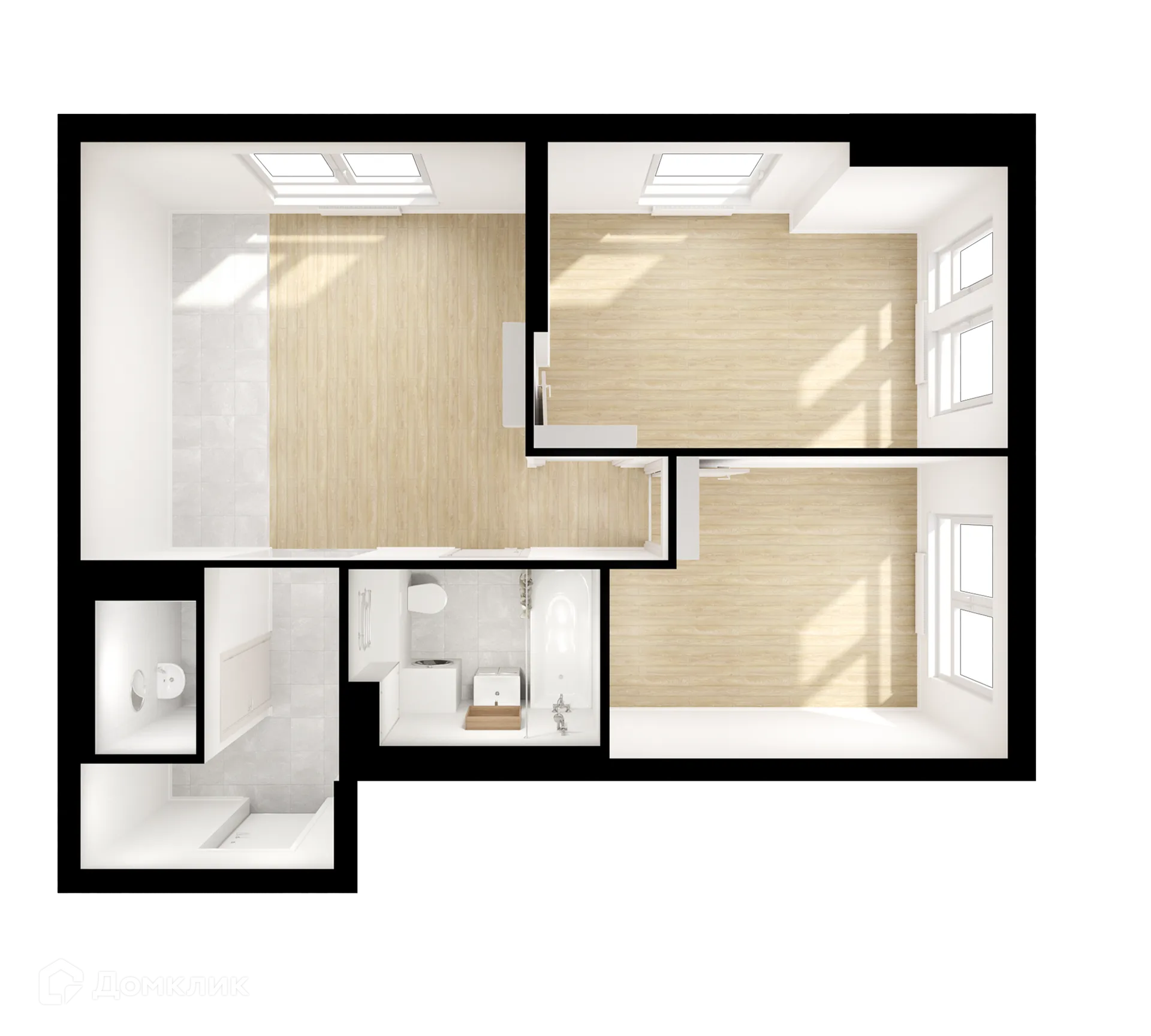 Планировка 2-комнатной квартиры 50.9 м² в ЖК Второй Нагатинский, г. Москва — фото 2