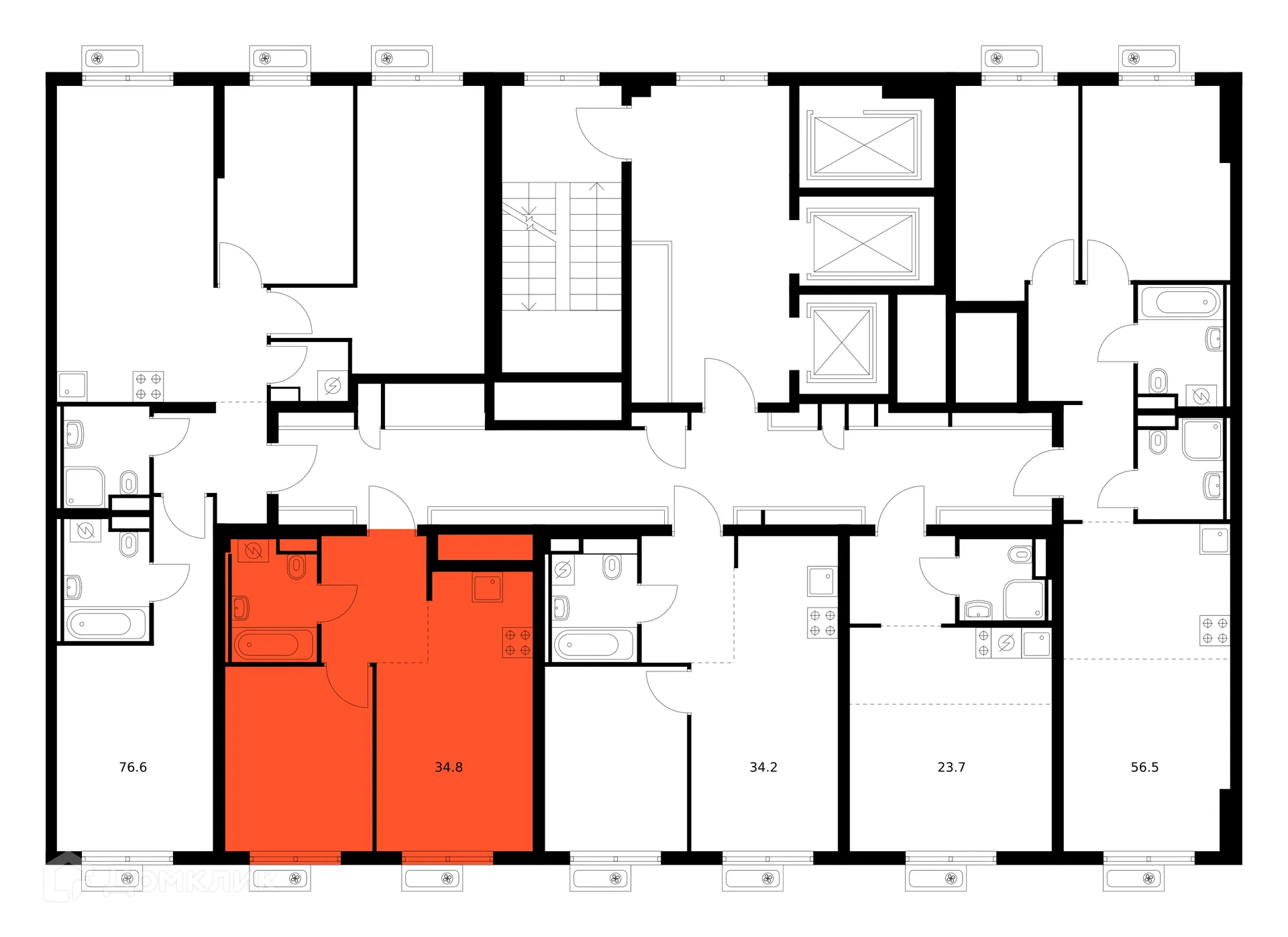 Планировка 1-комнатной квартиры 34.8 м² в «Митинский лес», г. Москва — фото 2