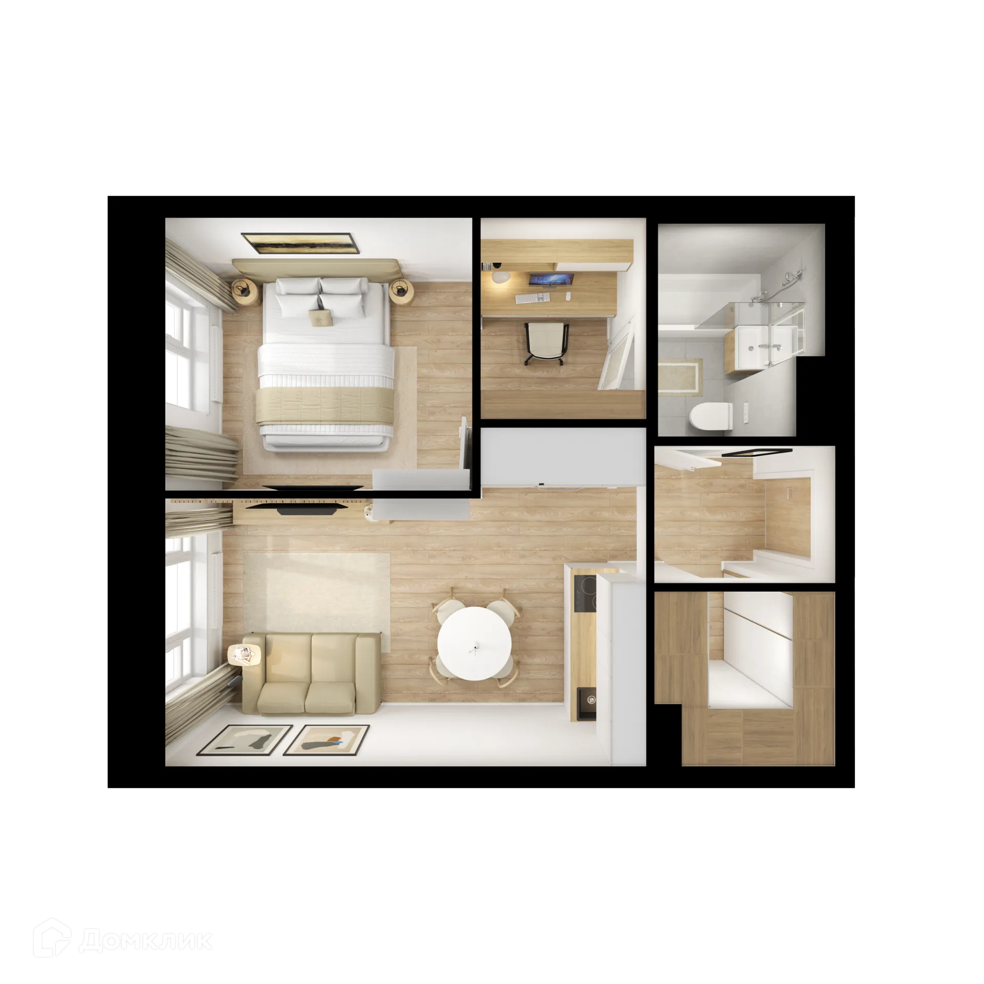 Планировка 1-комнатной квартиры 37.5 м² в ЖК 2-й Иртышский, г. Москва — фото 2