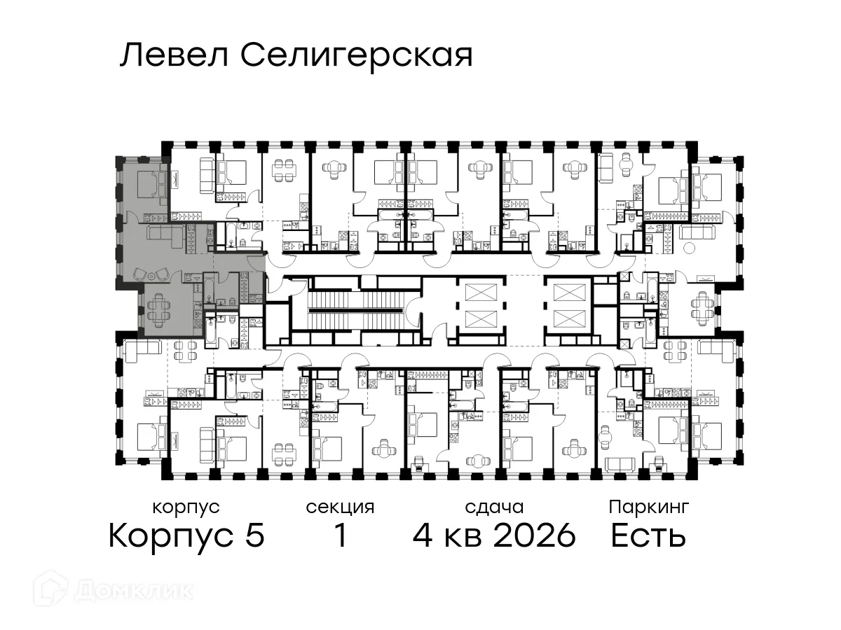 Планировка 2-комнатной квартиры 61.4 м² в ЖК Level Селигерская (Левел Селигерская), г. Москва — фото 2