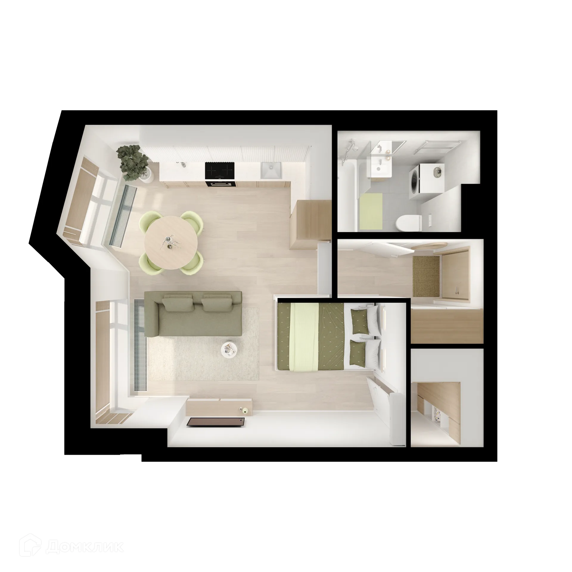 Планировка 1-комнатной квартиры 35 м² в ЖК Мичуринский парк, г. Москва — фото 2