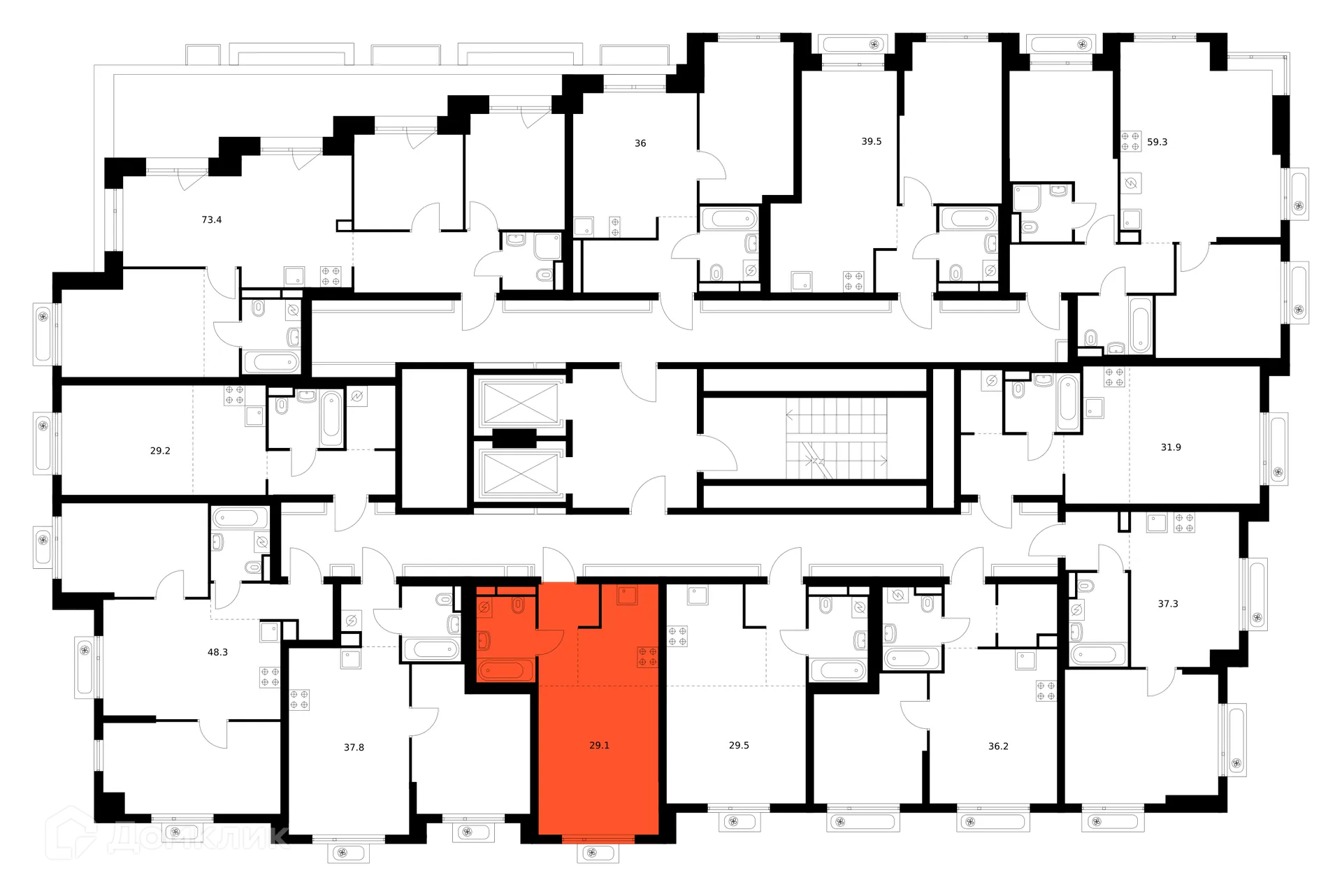 Планировка студии квартиры 29.1 м² в ЖК Середневский лес, г. Москва — фото 2