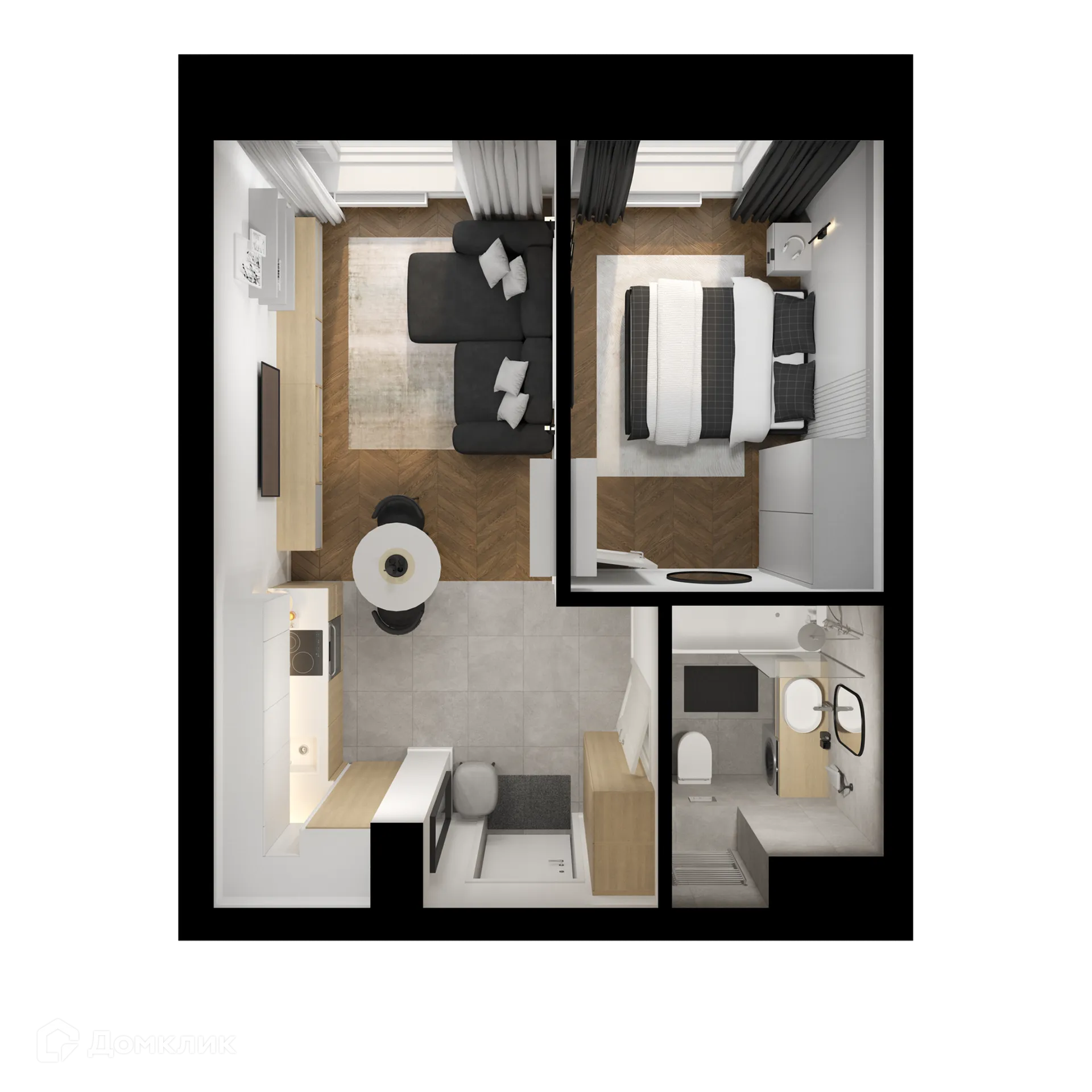 Планировка 1-комнатной квартиры 35.1 м² в ЖК Полар, г. Москва — фото 2