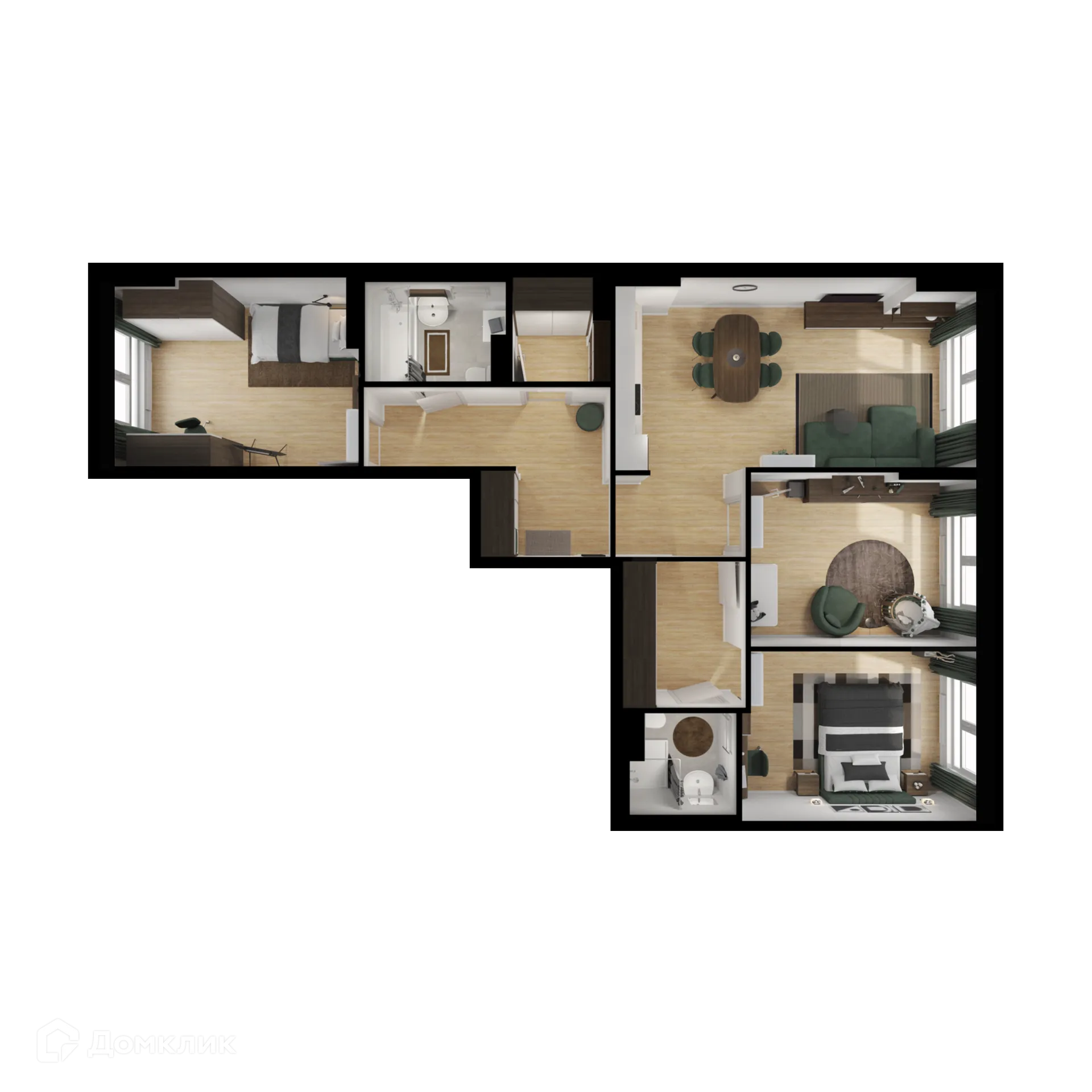 Планировка 3-комнатной квартиры 85 м² в ЖК Волжский парк, г. Москва — фото 2