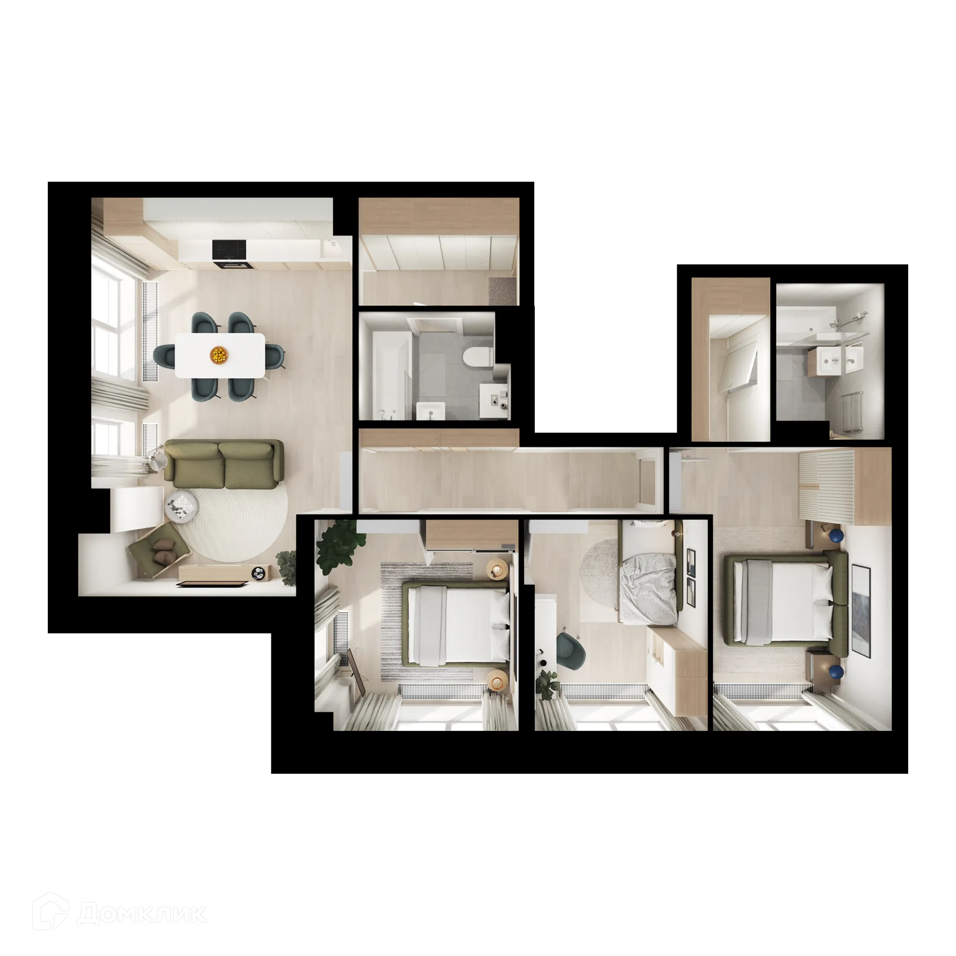 Планировка 3-комнатной квартиры 81.7 м² в «Нарвин», г. Москва — фото 2