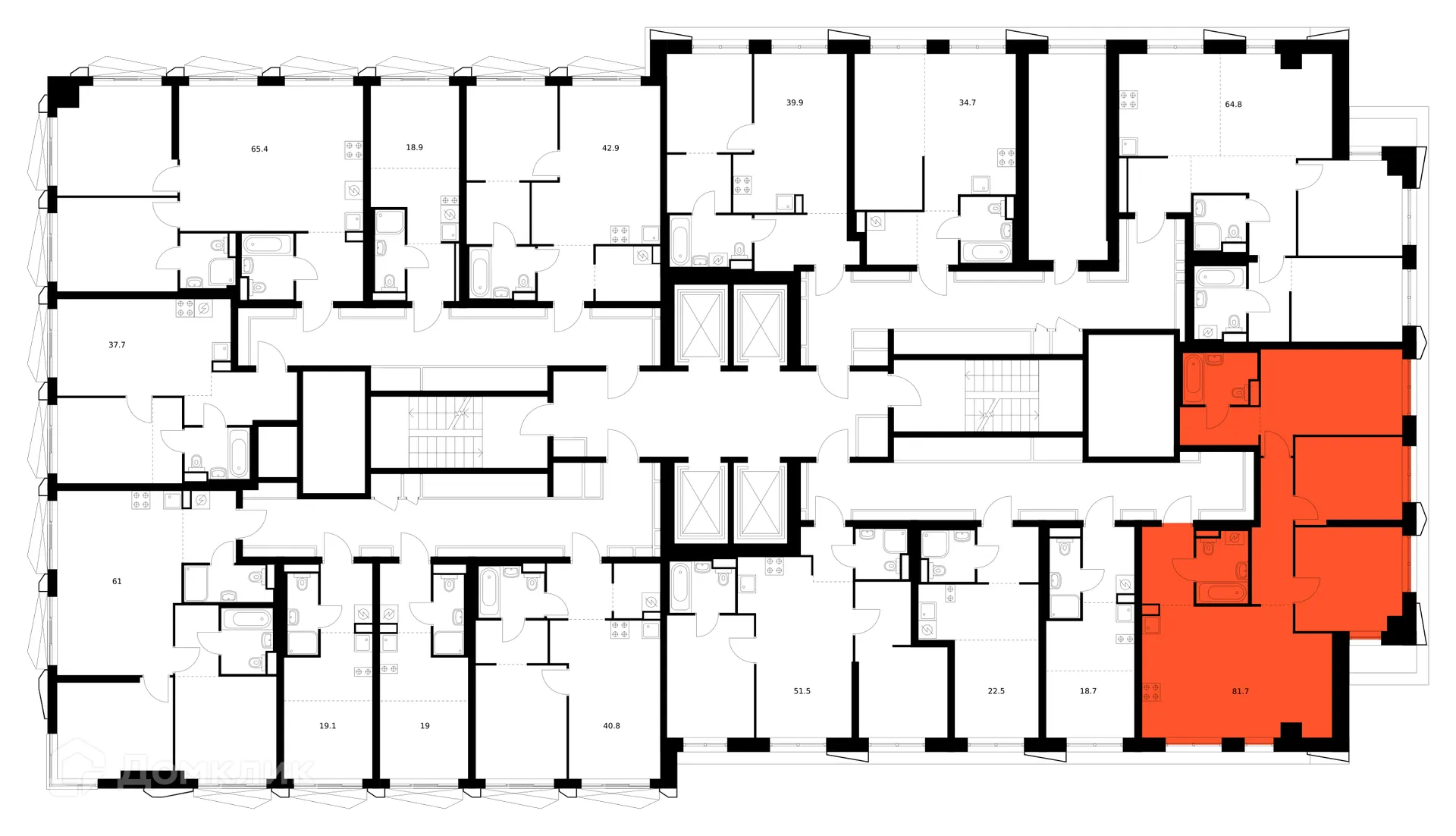 Планировка 3-комнатной квартиры 81.7 м² в «Нарвин», г. Москва — фото 3