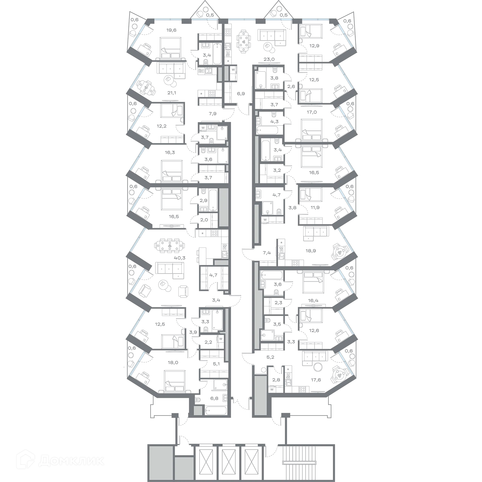Планировка 2-комнатной квартиры 68.47 м² в ЖК Дом Горизонтов, г. Москва — фото 2
