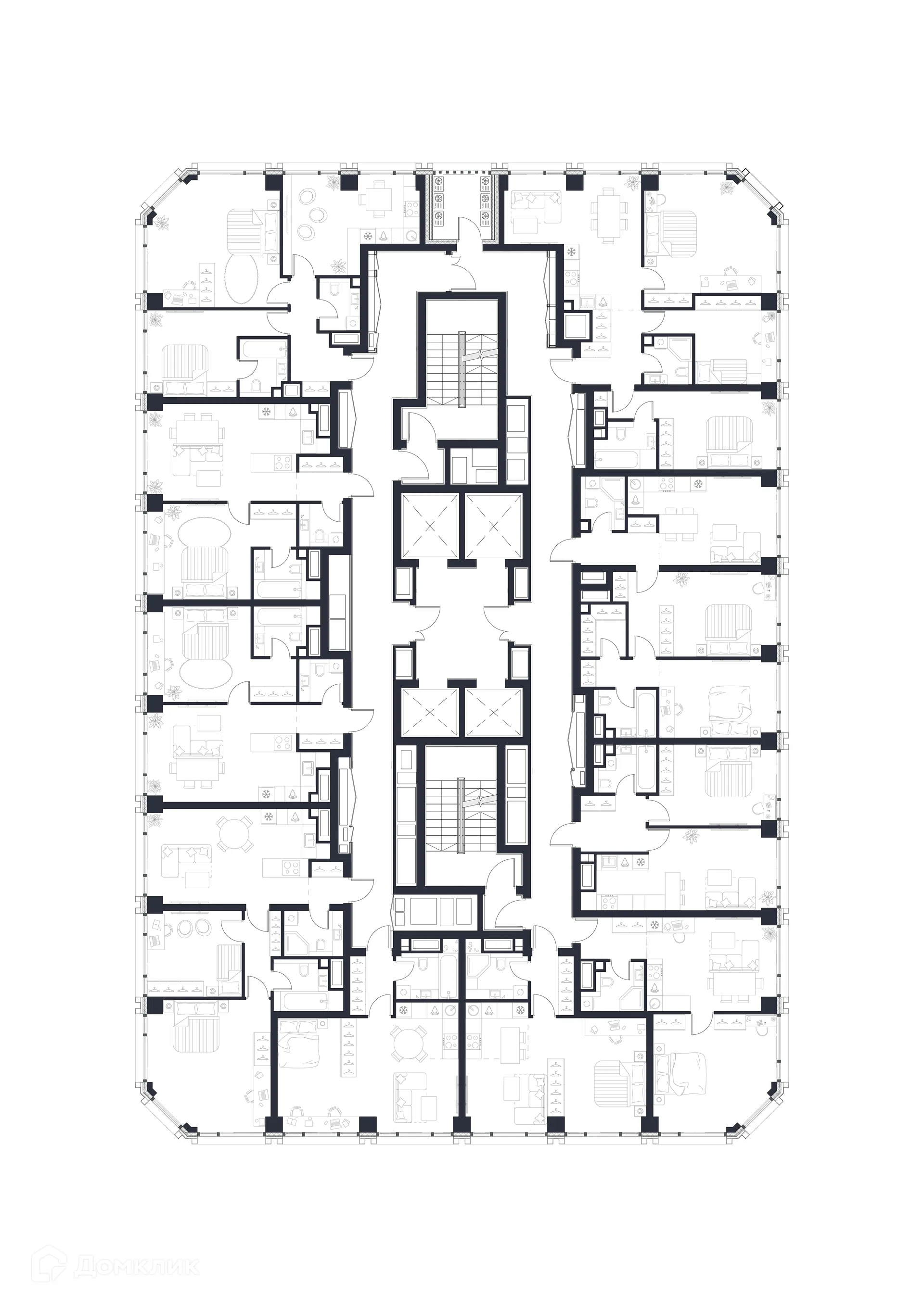 Планировка 1-комнатной квартиры 49.6 м² в ЖК «1-й Нагатинский», г. Москва — фото 3