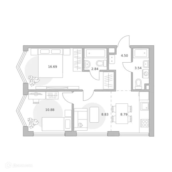 Планировка 2 комн. в ЖК MYPRIORITY (Майприорити) Мневники