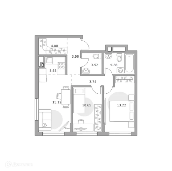 Планировка 3 комн. в ЖК BeLuck Коломенское (БеЛук Коломенское)