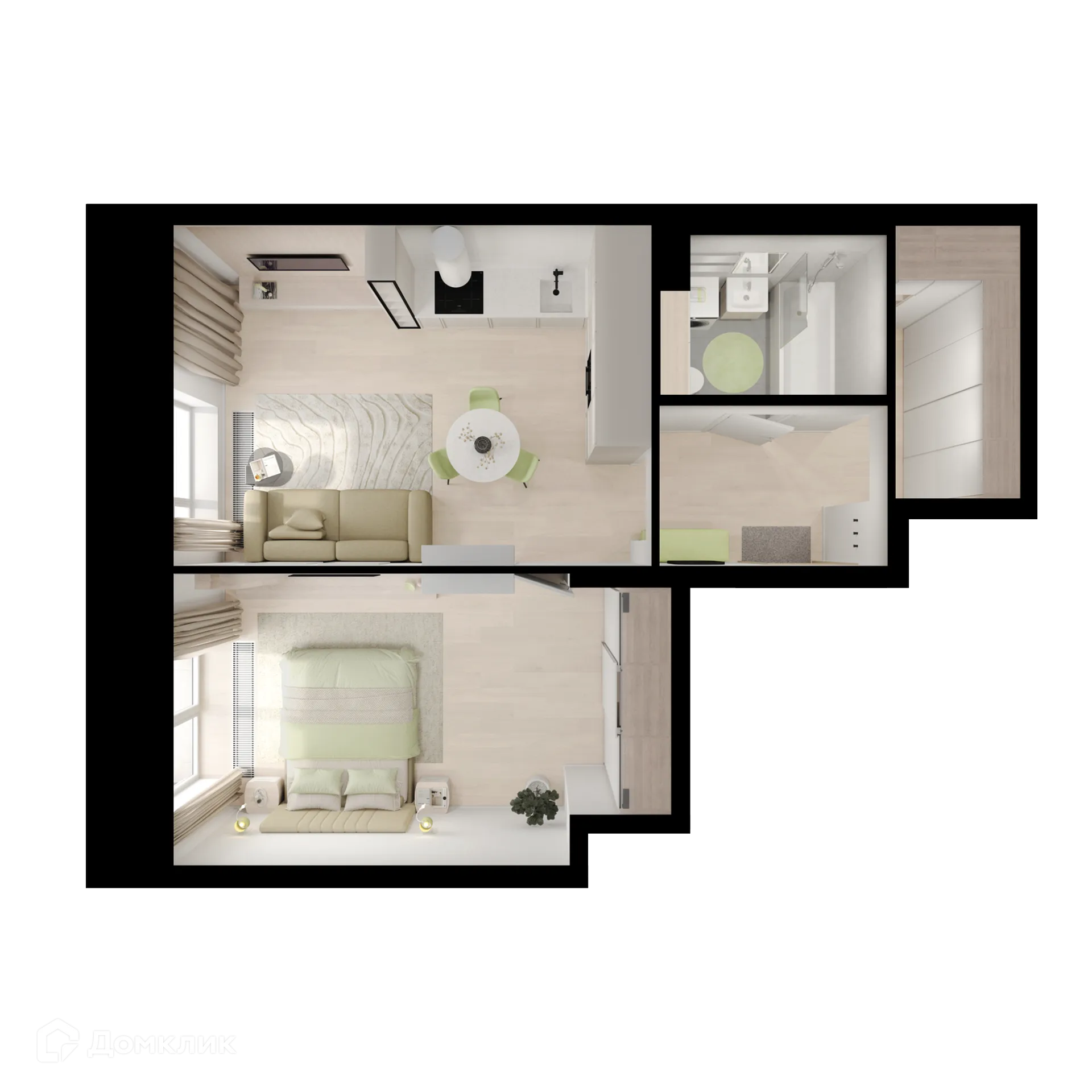 Планировка 1-комнатной квартиры 47.8 м² в «Онежский вал», г. Москва — фото 2