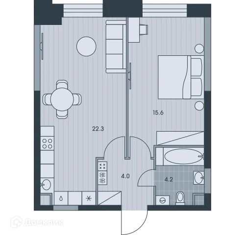 Планировка 2-комнатной квартиры 46.2 м² в ЖК Эвер, г. Москва — фото 1