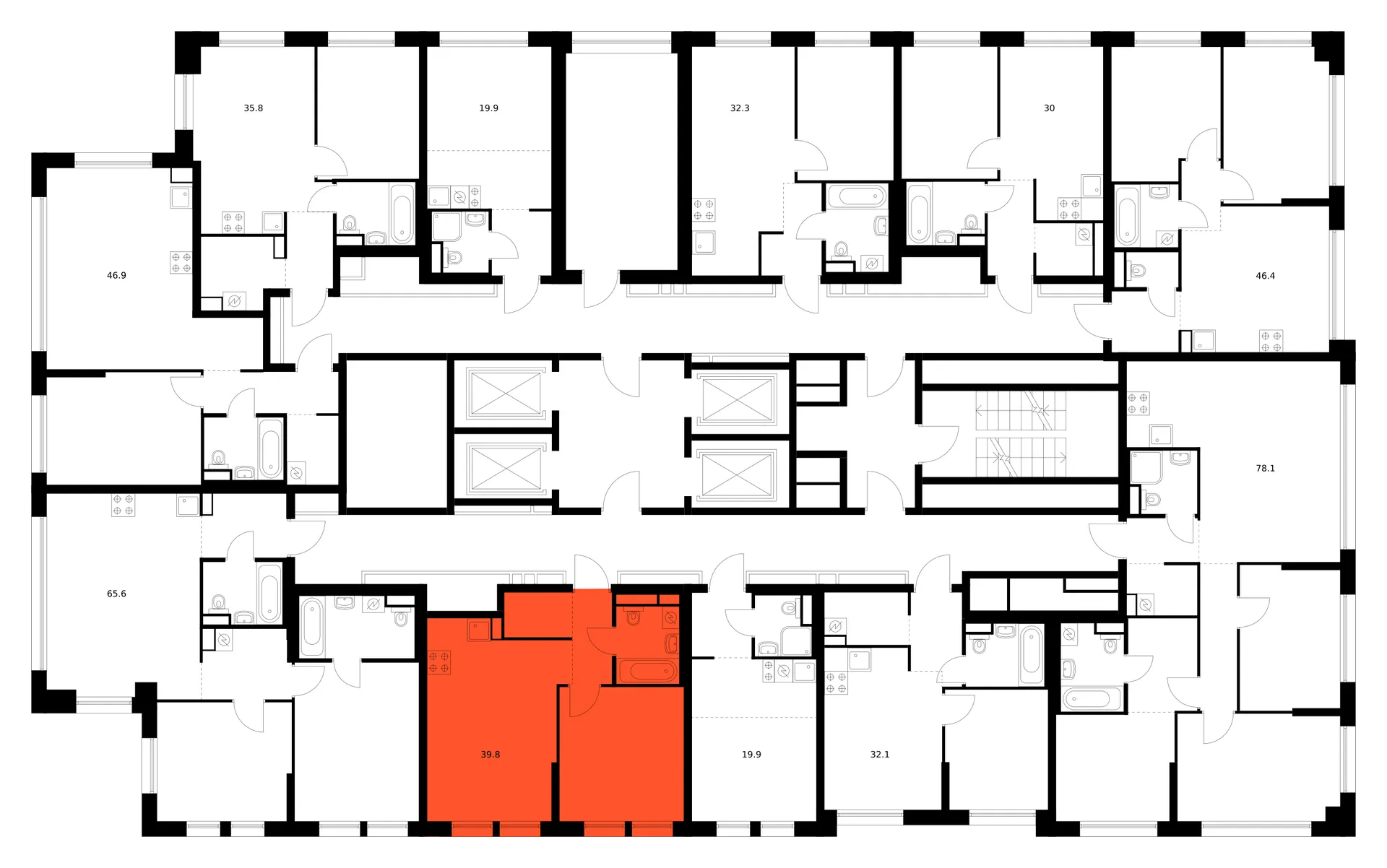 Планировка 1-комнатной квартиры 39.8 м² в «Кутузовский квартал», г. Москва — фото 3