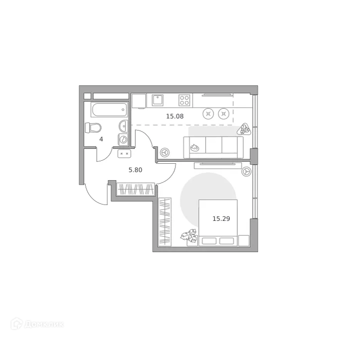 Планировка 1-комнатной квартиры 40.17 м² в «Нижегородская от Гранель», г. Москва — фото 1