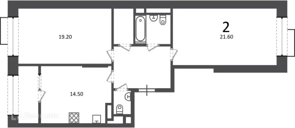 Планировка 2 комн. в Клинская ул., д. 2А (Московские кварталы)